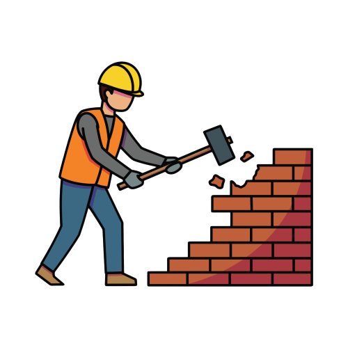 تكسير المباني القديمة والجدران الداخلية والخارجية